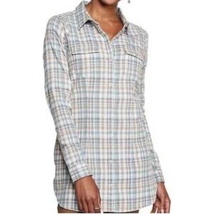 Toad&Co Green Brown Plaid Organic Cotton Button Down Shirt Small
